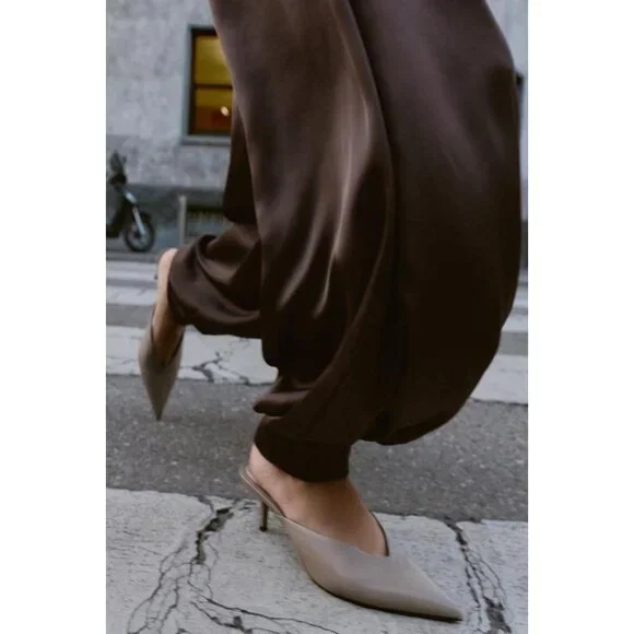 ZARA SATIN BALLOON PANTS - Picture 7 of 11